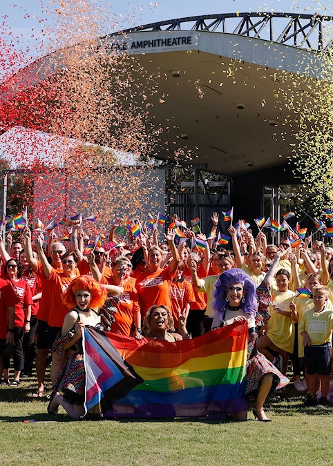 Human rainbow flag launches Moreton Bay PrideFest